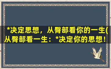 *决定思想，从臀部看你的一生(从臀部看一生：*决定你的思想！)