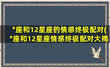 *座和12星座的情感终极配对(*座和12星座情感终极配对大揭秘)