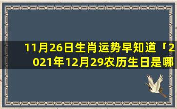 11月26日生肖运势早知道「2021年12月29农历生日是哪天」