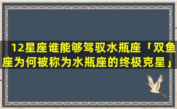 12星座谁能够驾驭水瓶座「双鱼座为何被称为水瓶座的终极克星」