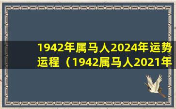 1942年属马人2024年运势运程（1942属马人2021年运势及运程每月运程）