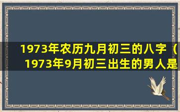 1973年农历九月初三的八字（1973年9月初三出生的男人是什么命）