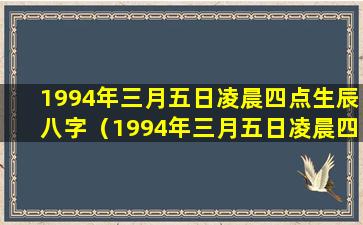 1994年三月五日凌晨四点生辰八字（1994年三月五日凌晨四点生辰八字是什么）