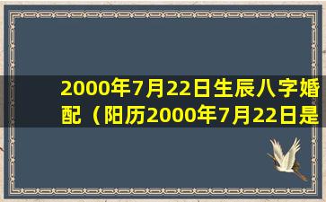 2000年7月22日生辰八字婚配（阳历2000年7月22日是什么星座）