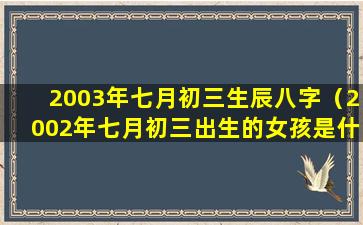 2003年七月初三生辰八字（2002年七月初三出生的女孩是什么命）