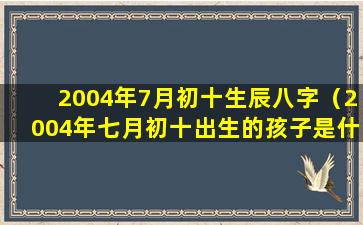 2004年7月初十生辰八字（2004年七月初十出生的孩子是什么命）