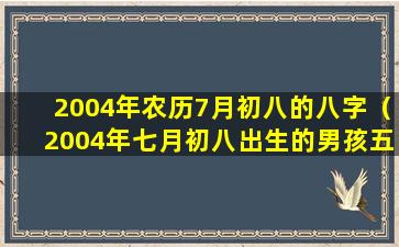 2004年农历7月初八的八字（2004年七月初八出生的男孩五行中缺什么）