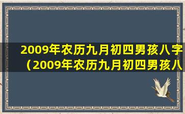 2009年农历九月初四男孩八字（2009年农历九月初四男孩八字是什么）