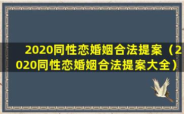 2020同性恋婚姻合法提案（2020同性恋婚姻合法提案大全）