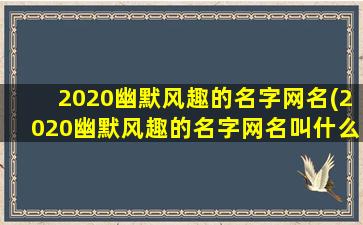 2020幽默风趣的名字网名(2020幽默风趣的名字网名叫什么）