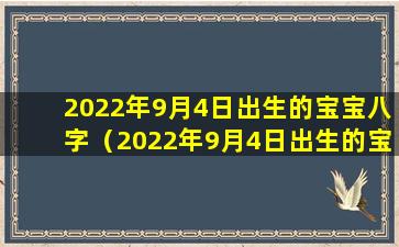 2022年9月4日出生的宝宝八字（2022年9月4日出生的宝宝八字是什么）