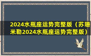 2024水瓶座运势完整版（苏珊米勒2024水瓶座运势完整版）