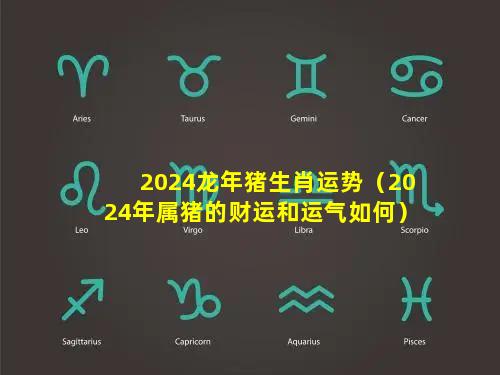 2024龙年猪生肖运势（2024年属猪的财运和运气如何）