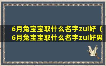 6月兔宝宝取什么名字zui好（6月兔宝宝取什么名字zui好男娃名字）