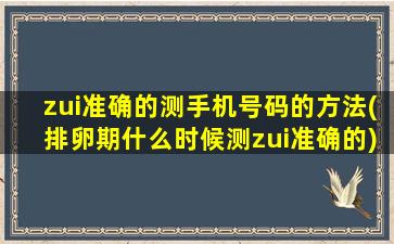 zui准确的测手机号码的方法(排卵期什么时候测zui准确的)