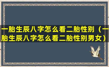 一胎生辰八字怎么看二胎性别（一胎生辰八字怎么看二胎性别男女）