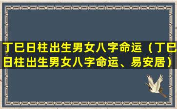 丁巳日柱出生男女八字命运（丁巳日柱出生男女八字命运、易安居）