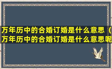 万年历中的合婚订婚是什么意思（万年历中的合婚订婚是什么意思呢）