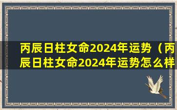 丙辰日柱女命2024年运势（丙辰日柱女命2024年运势怎么样）