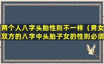 两个人八字头胎性别不一样（男女双方的八字中头胎子女的性别必须一致）