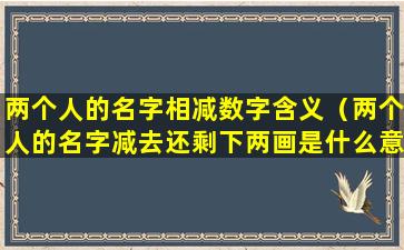 两个人的名字相减数字含义（两个人的名字减去还剩下两画是什么意思）