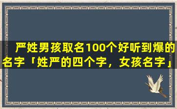 严姓男孩取名100个好听到爆的名字「姓严的四个字，女孩名字」