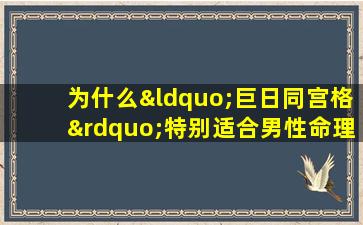 为什么“巨日同宫格”特别适合男性命理分析