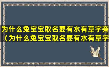 为什么兔宝宝取名要有水有草字旁（为什么兔宝宝取名要有水有草字旁的名字）