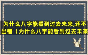 为什么八字能看到过去未来,还不出错（为什么八字能看到过去未来,还不出错呢）