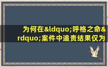 为何在“呼格之命”案件中追责结果仅为警告记过