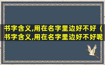 书字含义,用在名字里边好不好（书字含义,用在名字里边好不好呢）