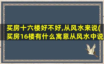 买房十六楼好不好,从风水来说(买房16楼有什么寓意从风水中说)