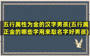 五行属性为金的汉字男孩(五行属正金的哪些字用来取名字好男孩)