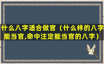 什么八字适合做官（什么样的八字能当官,命中注定能当官的八字）