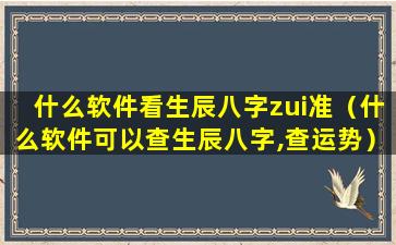 什么软件看生辰八字zui准（什么软件可以查生辰八字,查运势）