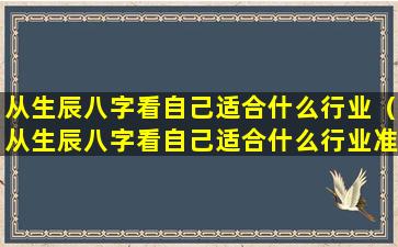 从生辰八字看自己适合什么行业（从生辰八字看自己适合什么行业准吗）