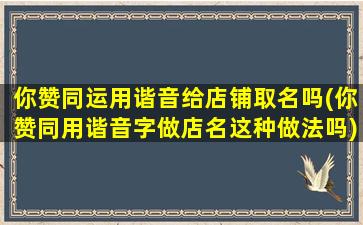 你赞同运用谐音给店铺取名吗(你赞同用谐音字做店名这种做法吗)