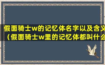 假面骑士w的记忆体名字以及含义（假面骑士w里的记忆体都叫什么）