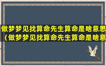 做梦梦见找算命先生算命是啥意思（做梦梦见找算命先生算命是啥意思啊）