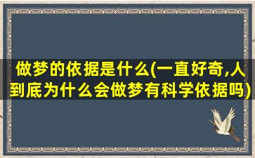 做梦的依据是什么(一直好奇,人到底为什么会做梦有科学依据吗)