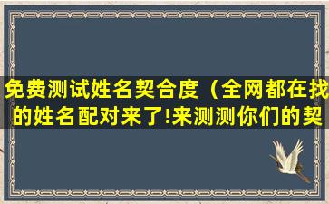 免费测试姓名契合度（全网都在找的姓名配对来了!来测测你们的契合度吧!）