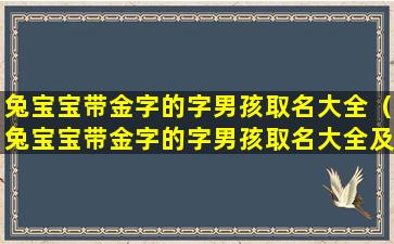 兔宝宝带金字的字男孩取名大全（兔宝宝带金字的字男孩取名大全及寓意）