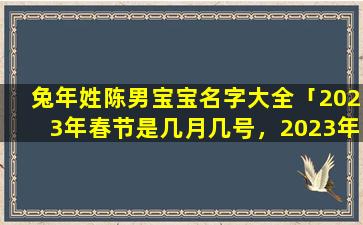 兔年姓陈男宝宝名字大全「2023年春节是几月几号，2023年什么生肖」