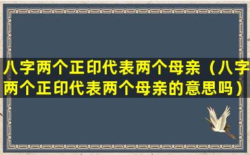 八字两个正印代表两个母亲（八字两个正印代表两个母亲的意思吗）