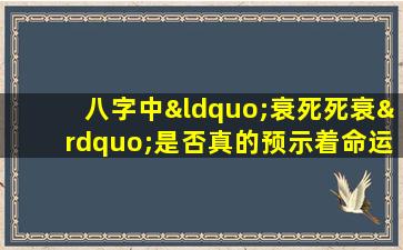 八字中“衰死死衰”是否真的预示着命运不佳