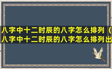 八字中十二时辰的八字怎么排列（八字中十二时辰的八字怎么排列出来）