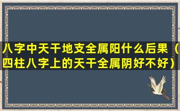 八字中天干地支全属阳什么后果（四柱八字上的天干全属阴好不好）