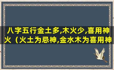 八字五行金土多,木火少,喜用神火（火土为忌神,金水木为喜用神）