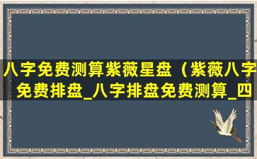 八字免费测算紫薇星盘（紫薇八字免费排盘_八字排盘免费测算_四柱生辰八字测算）