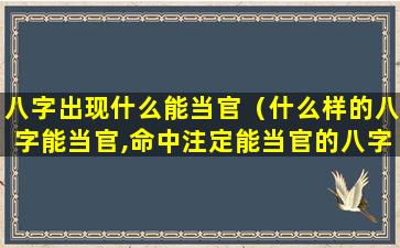 八字出现什么能当官（什么样的八字能当官,命中注定能当官的八字）